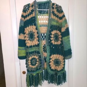 Handmade Crochet Granny square Open Front Cardigan
